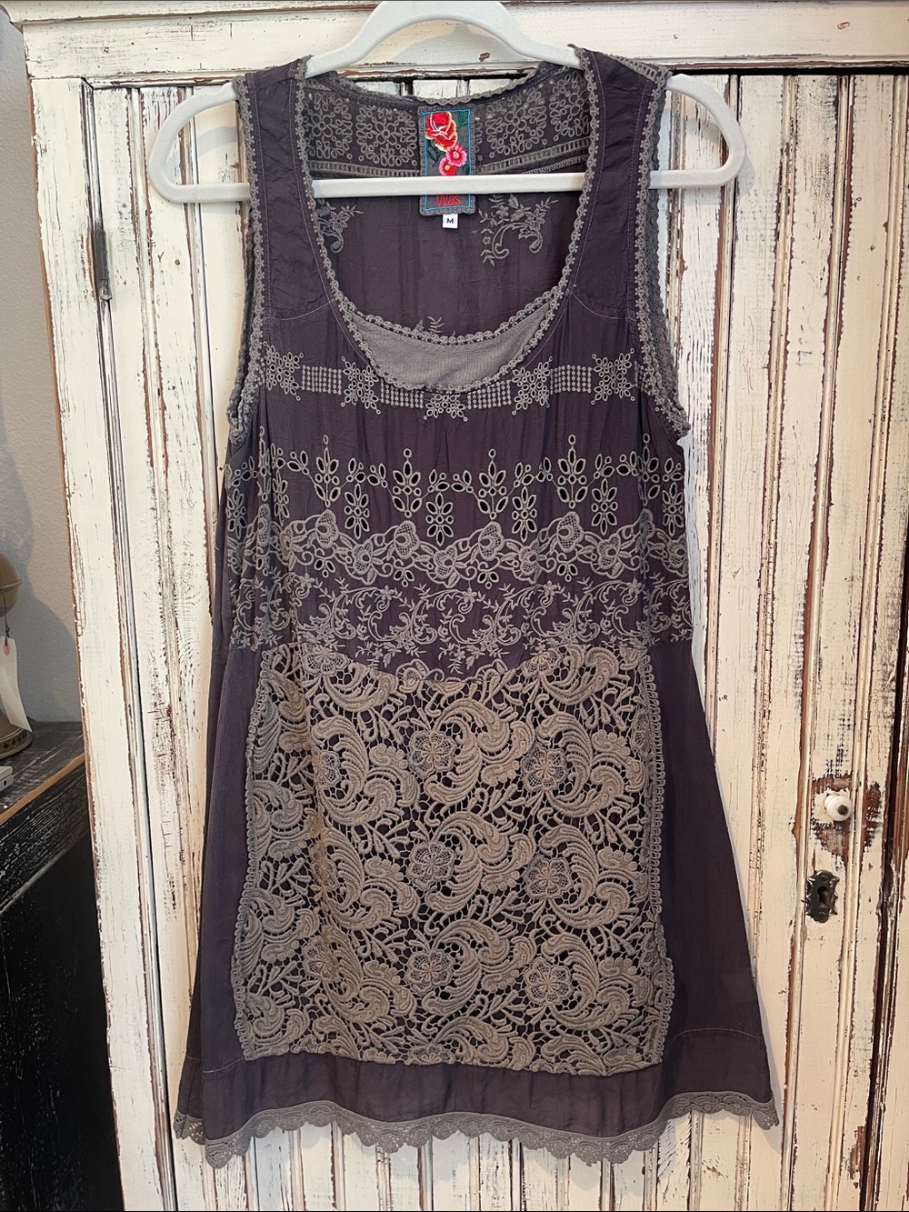 Johnny Was Embroidered Lace Tank Dress
